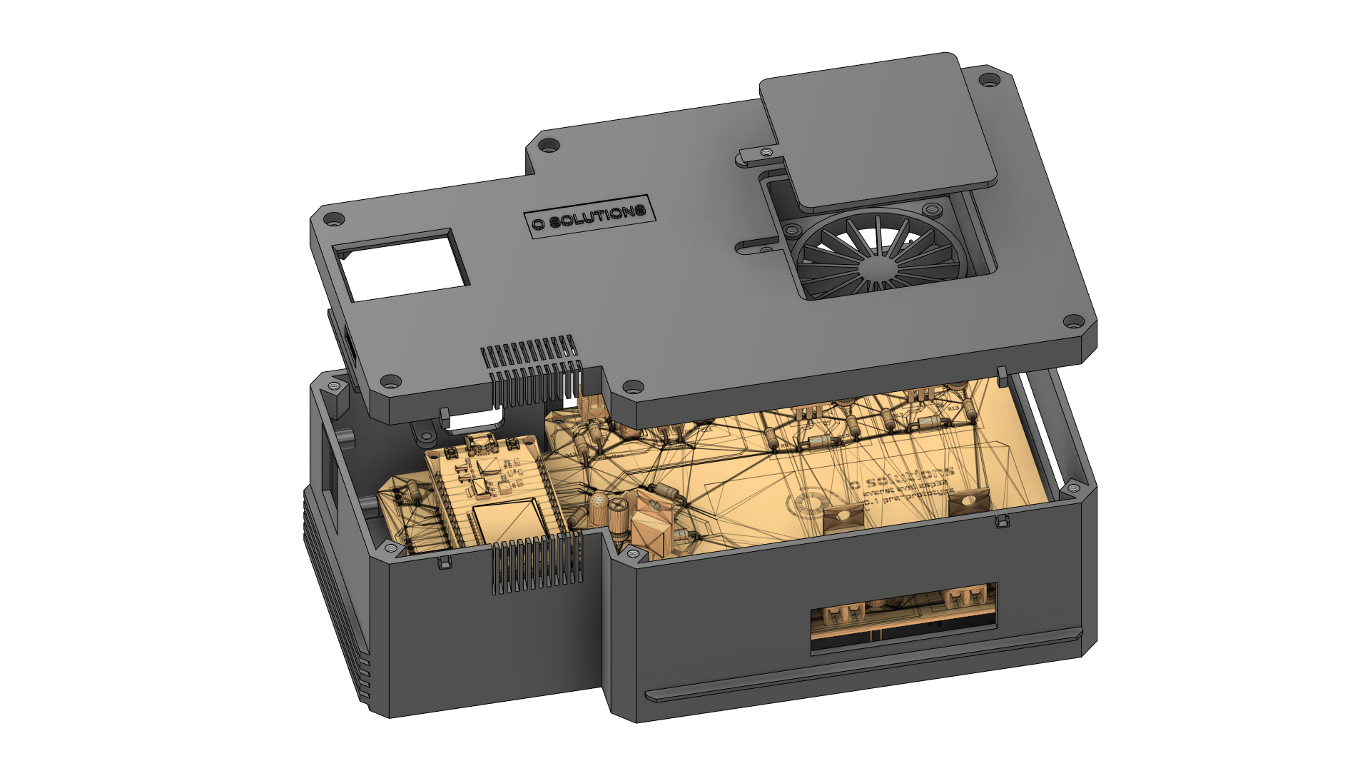 Styled placeholder concept of a 3D electronics enclosure